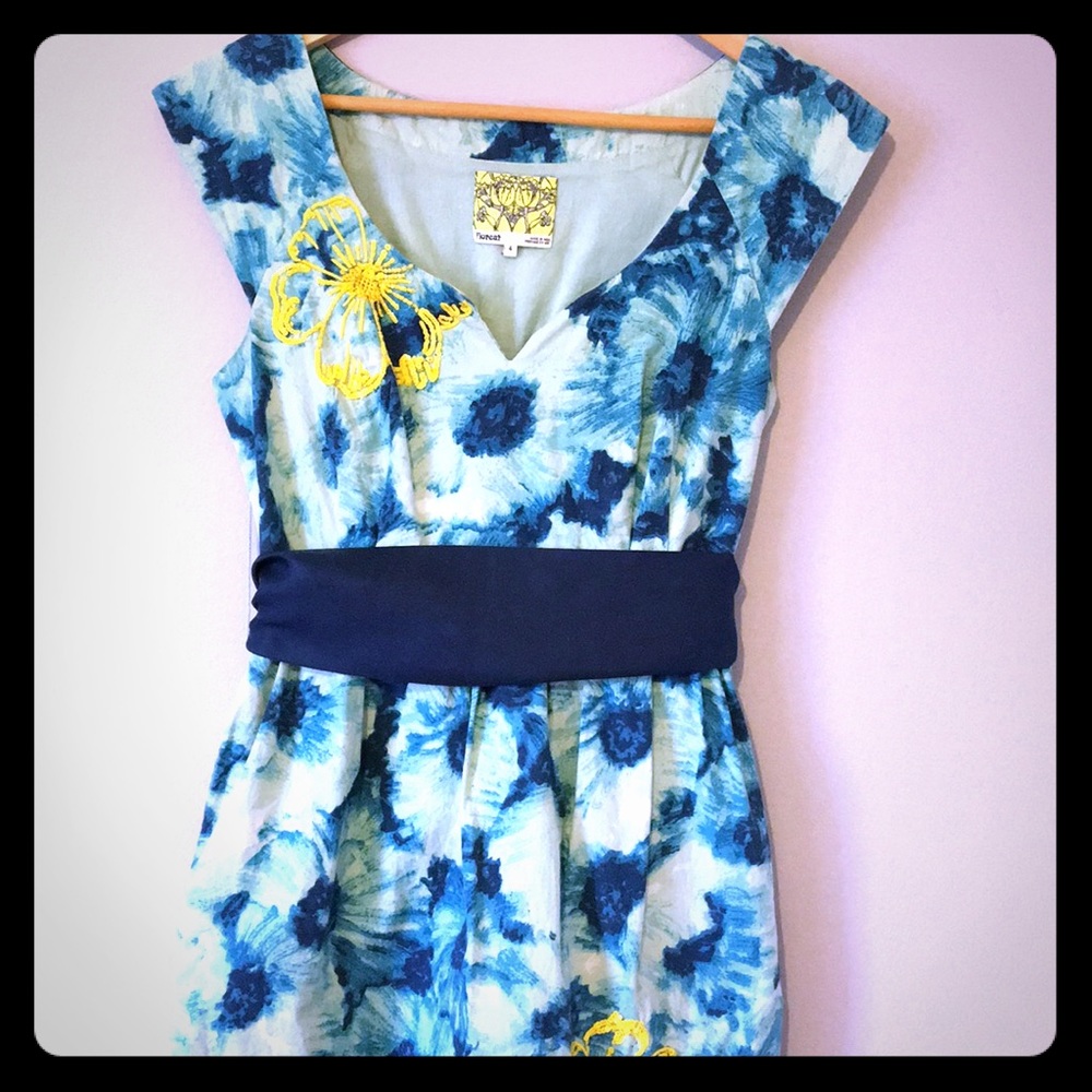Floral Anthropologie dress with beaded detail